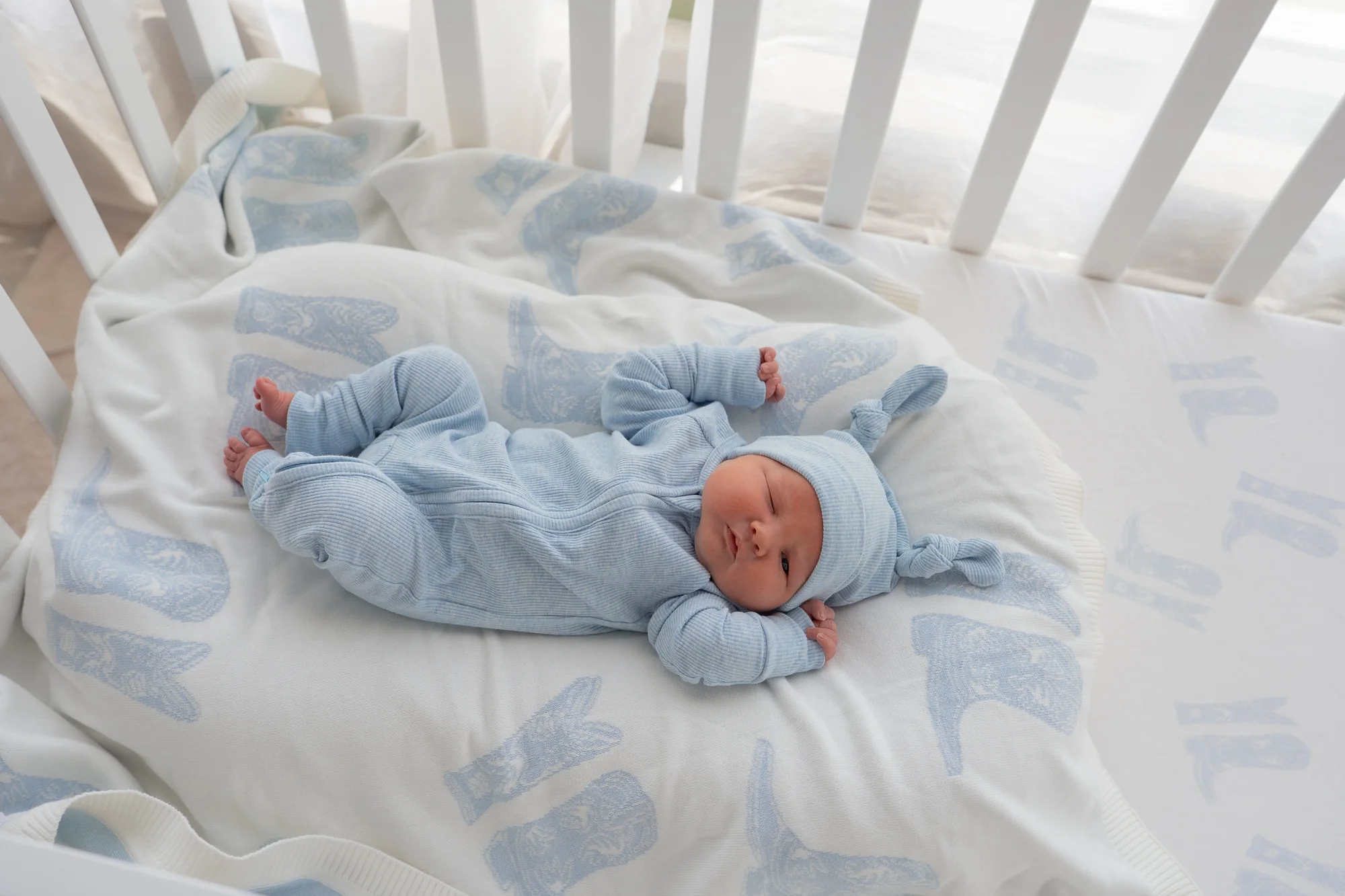 Zip Romper | Ocean Blue Rib - Image 4